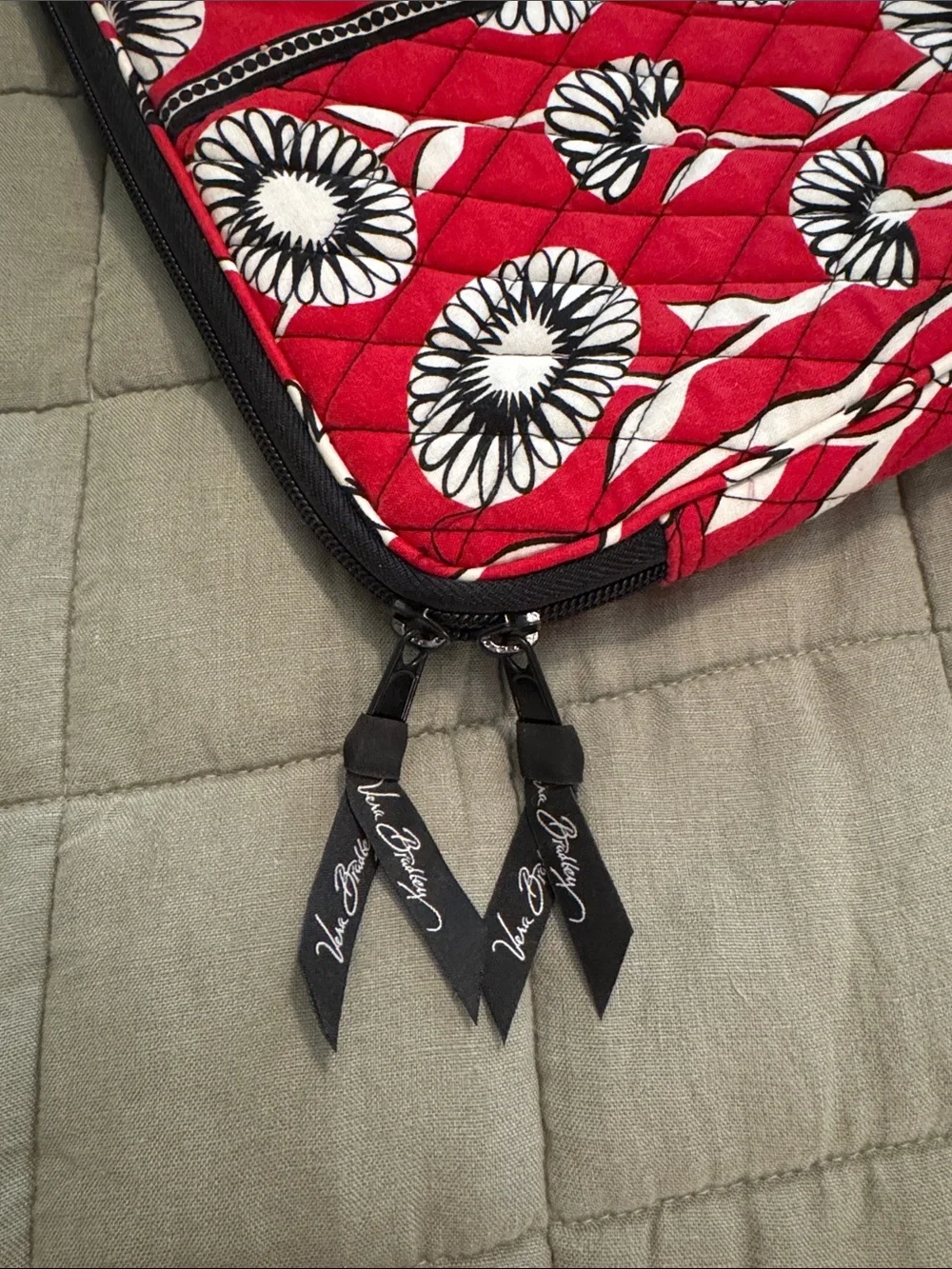 Vera Bradley Red Floral Quilted Zip Pouch